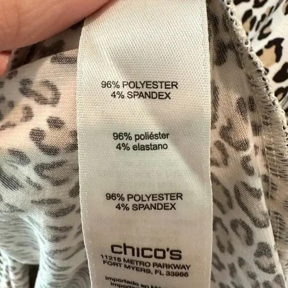 CHICO’S | Petite Leopard Print Grommet Lace-Up Knit Top | Size 2 Large - Picture 9 of 10